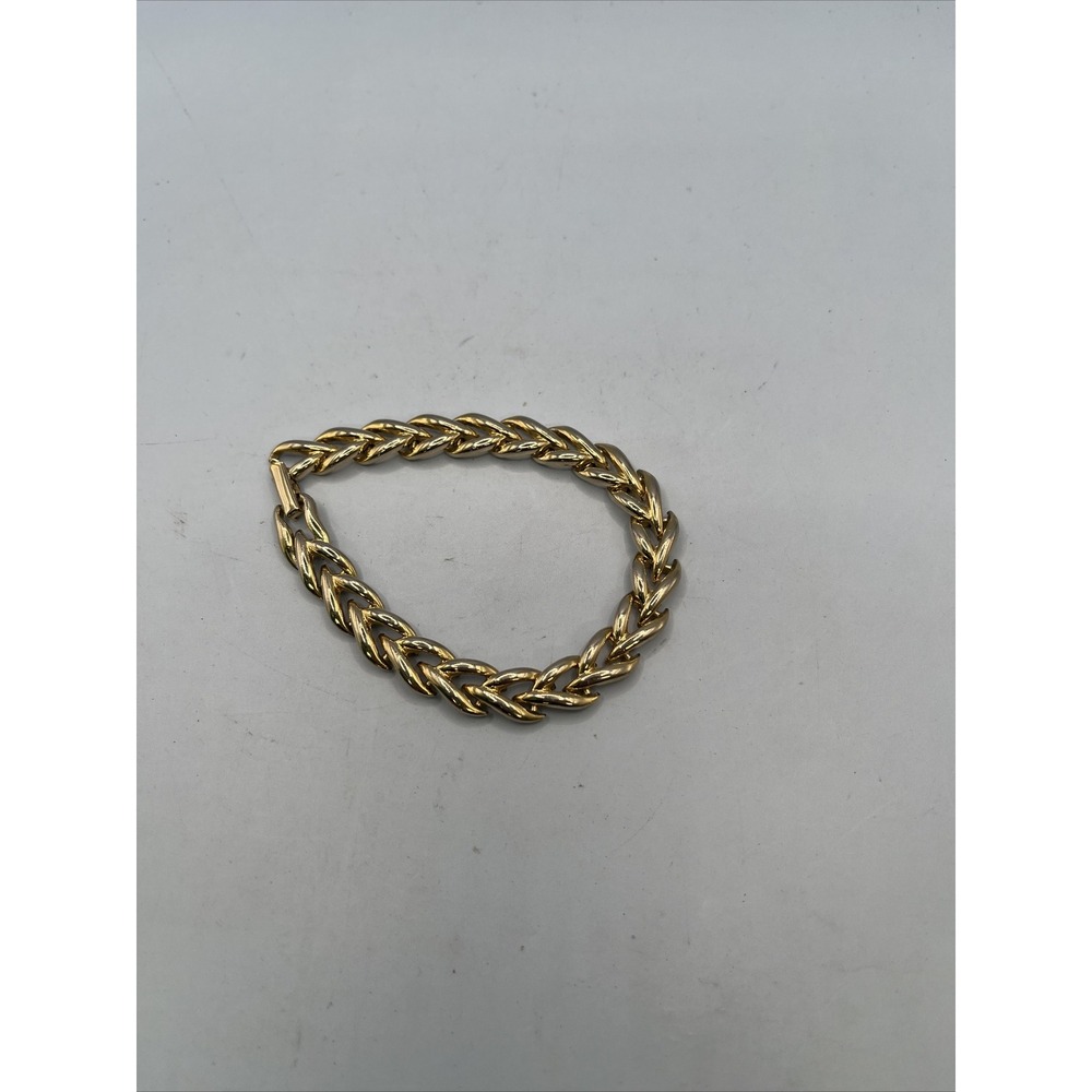 Vintage Bracelet Gold tone Woven Chain Link Statement Jewelry